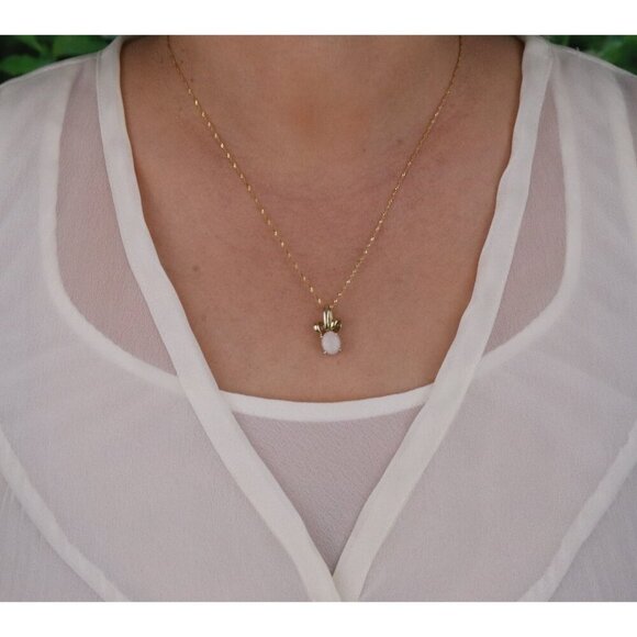 Pendant Only 10k Yellow Gold Natural Opal Pendant 3/4" x 5/8" - Picture 2 of 7